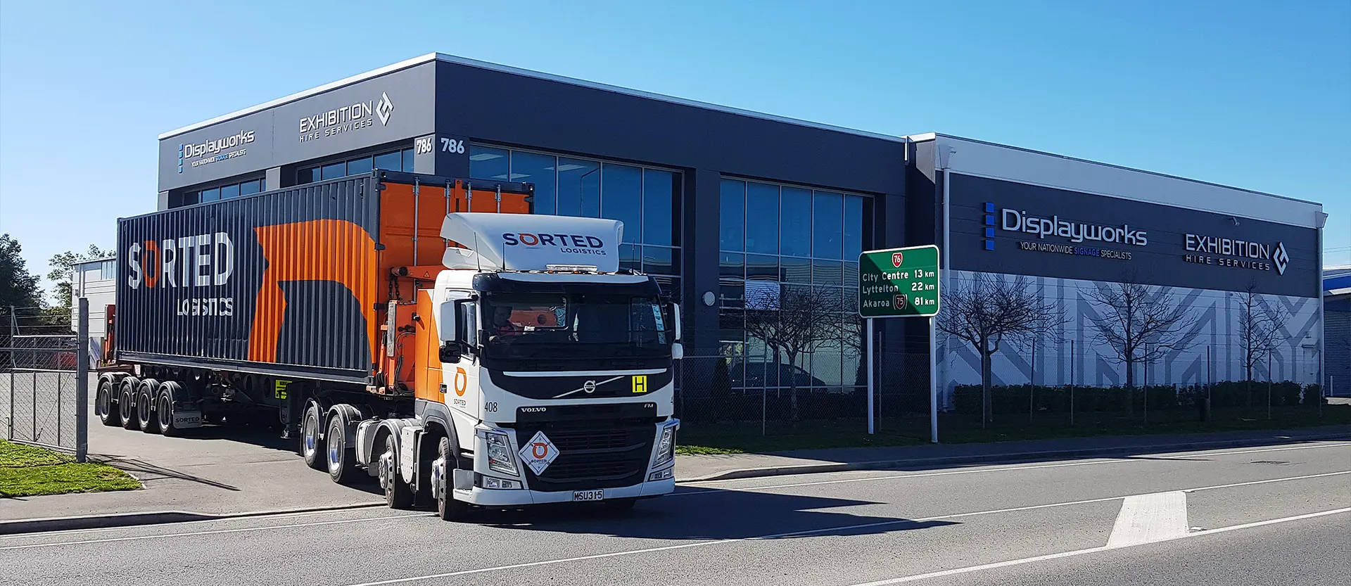 Images showcases new truck branding on a Sorted Logistics vehicle leaving Displayworks