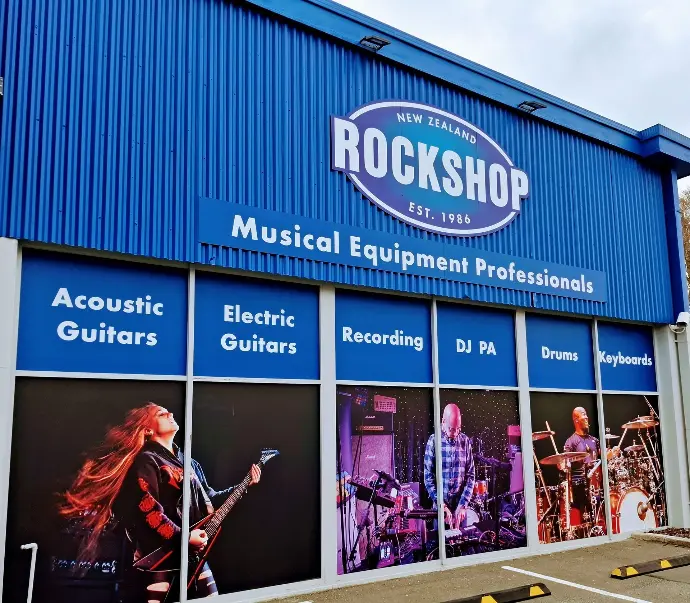 These full cover window graphics for Rockshop showcase product and make an impactful statement.
