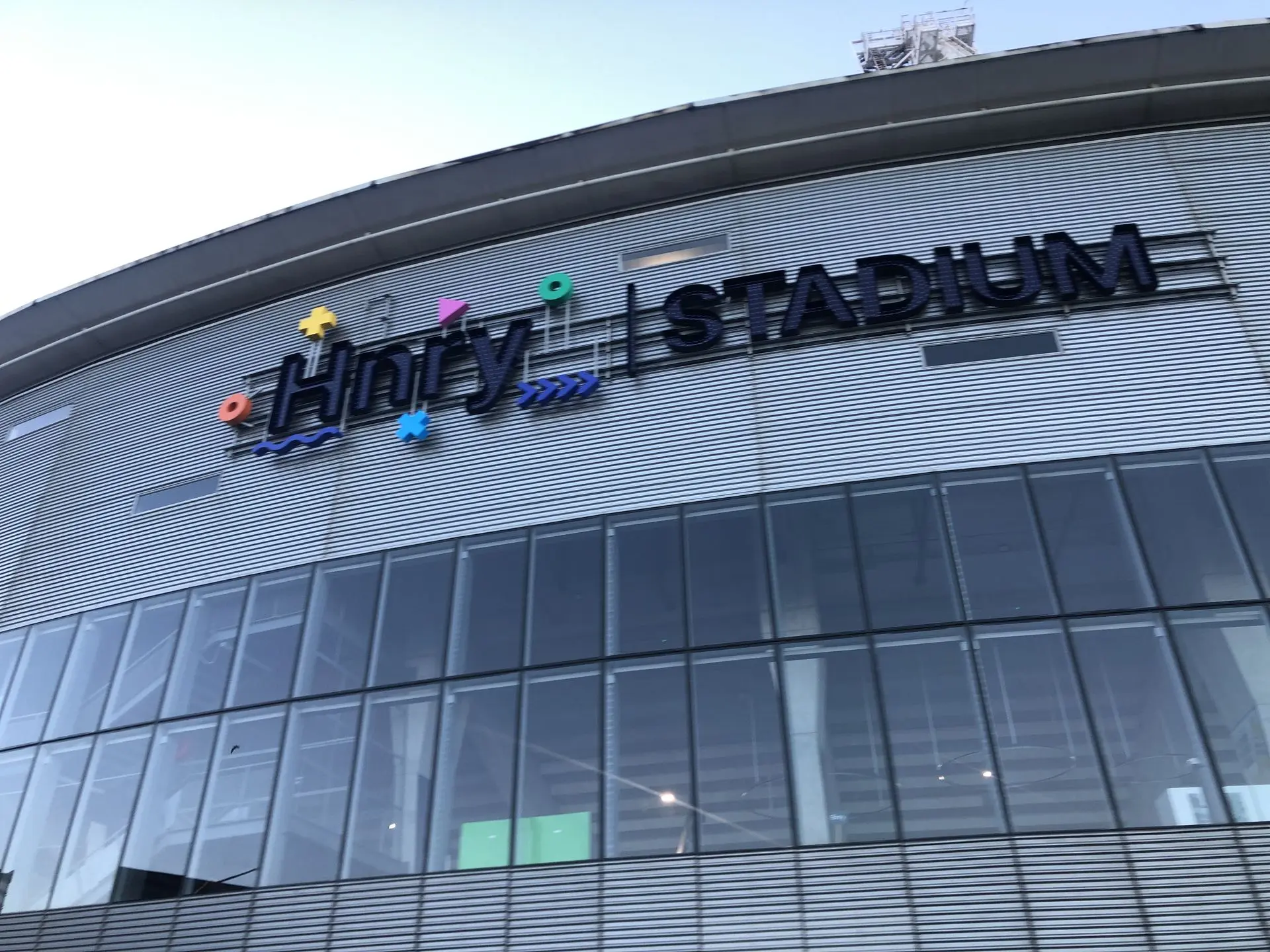 The HNRY Stadium logo - installed 28 metress above ground level