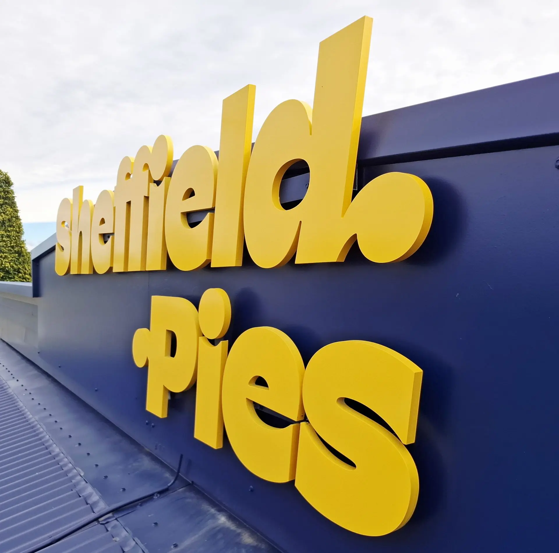Bold 3D cut lettering for building bulkhead sign in Sheffield, Christchurch